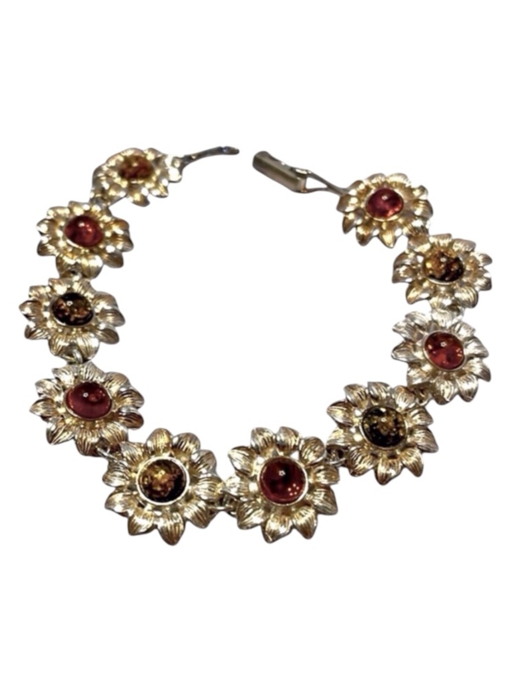 V8 POLAND 925 Sterling Silver & Baltic Amber Bracelet. Pre Owned.